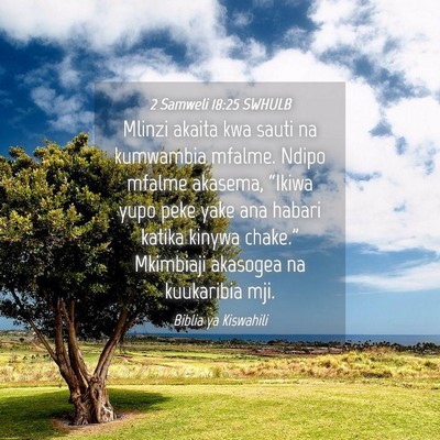 Picture 04 - 2 Samweli 18:25 SWHULB - Mlinzi akaita kwa sauti na kumwambia mfalme. - Bible Verse Picture