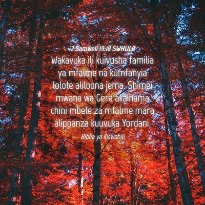 Picture 04 - 2 Samweli 19:18 SWHULB - Wakavuka ili kuivusha familia ya mfalme na - Bible Verse Picture