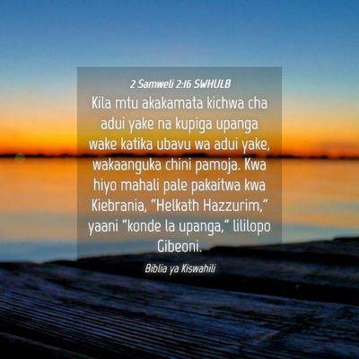 Picture 04 - 2 Samweli 2:16 SWHULB - Kila mtu akakamata kichwa cha adui yake na kupiga - Bible Verse Picture