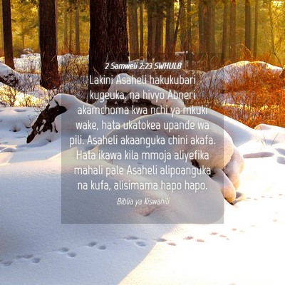 Picture 04 - 2 Samweli 2:23 SWHULB - Lakini Asaheli hakukubari kugeuka. na hivyo - Bible Verse Picture