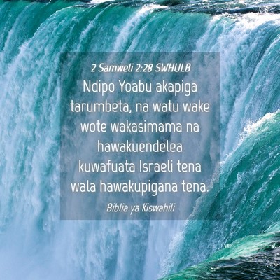 Picture 04 - 2 Samweli 2:28 SWHULB - Ndipo Yoabu akapiga tarumbeta, na watu wake wote - Bible Verse Picture