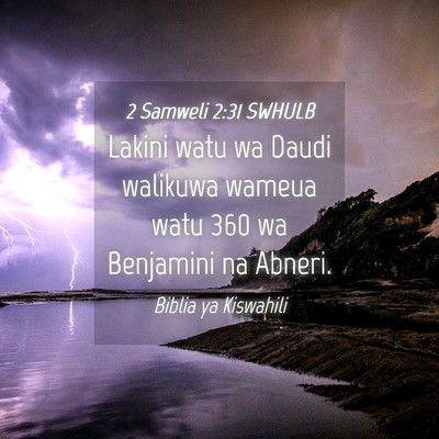 Picture 04 - 2 Samweli 2:31 SWHULB - Lakini watu wa Daudi walikuwa wameua watu 360 wa - Bible Verse Picture