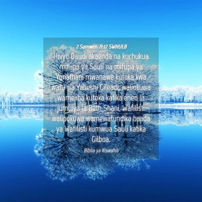 Picture 04 - 2 Samweli 21:12 SWHULB - Hivyo Daudi akaenda na kuchukua mifupa ya Sauli - Bible Verse Picture