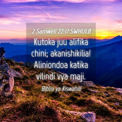 Picture 04 - 2 Samweli 22:17 SWHULB - Kutoka juu alifika chini; akanishikilia! - Bible Verse Picture