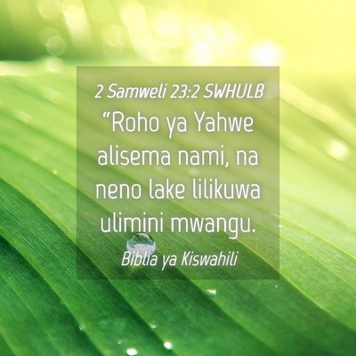 Picture 04 - 2 Samweli 23:2 SWHULB - “Roho ya Yahwe alisema nami, na neno lake - Bible Verse Picture