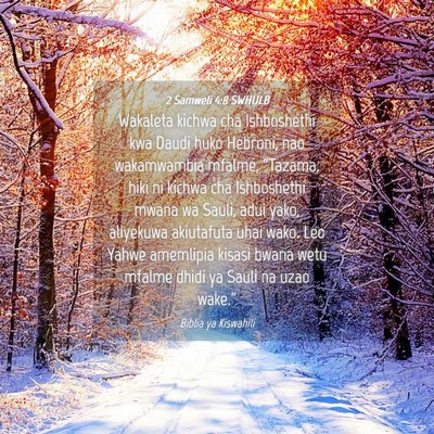 Picture 04 - 2 Samweli 4:8 SWHULB - Wakaleta kichwa cha Ishboshethi kwa Daudi huko - Bible Verse Picture