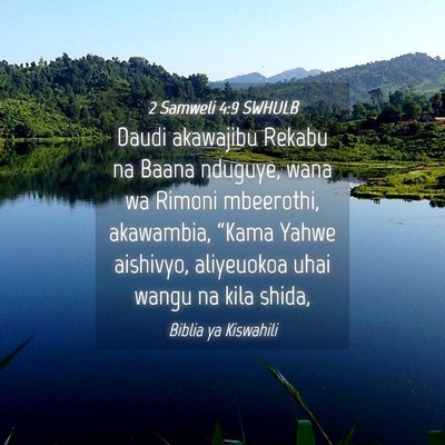 Picture 04 - 2 Samweli 4:9 SWHULB - Daudi akawajibu Rekabu na Baana nduguye, wana wa - Bible Verse Picture