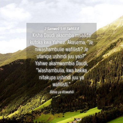 Picture 04 - 2 Samweli 5:19 SWHULB - Kisha Daudi akaomba msaada kutoka kwa Yahwe. - Bible Verse Picture