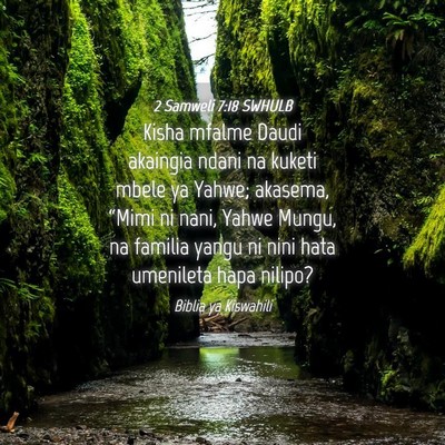 Picture 04 - 2 Samweli 7:18 SWHULB - Kisha mfalme Daudi akaingia ndani na kuketi mbele - Bible Verse Picture