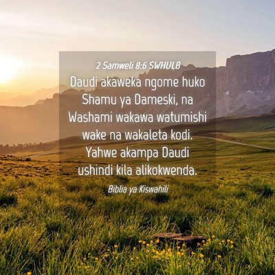 Picture 04 - 2 Samweli 8:6 SWHULB - Daudi akaweka ngome huko Shamu ya Dameski, na - Bible Verse Picture