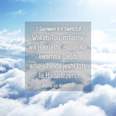 Picture 04 - 2 Samweli 8:9 SWHULB - Wakati Tou, mfalme wa Hamathi, aliposikia kwamba - Bible Verse Picture