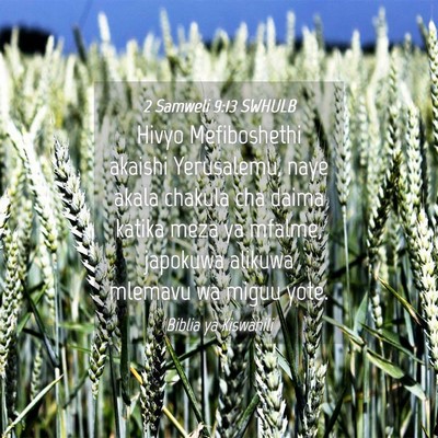 Picture 04 - 2 Samweli 9:13 SWHULB - Hivyo Mefiboshethi akaishi Yerusalemu, naye akala - Bible Verse Picture