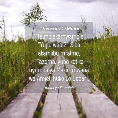Picture 04 - 2 Samweli 9:4 SWHULB - Mfalme akamwambia, “Yupo wapi?” Siba akamjibu - Bible Verse Picture