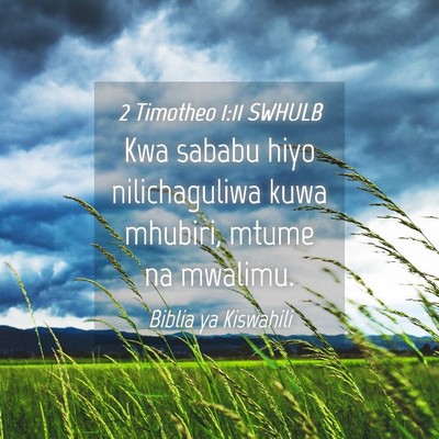Picture 04 - 2 Timotheo 1:11 SWHULB - Kwa sababu hiyo nilichaguliwa kuwa mhubiri, mtume - Bible Verse Picture