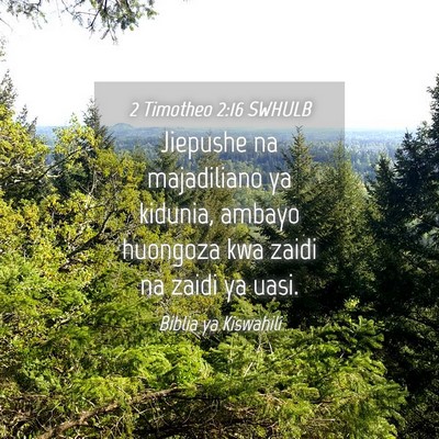 Picture 04 - 2 Timotheo 2:16 SWHULB - Jiepushe na majadiliano ya kidunia, ambayo - Bible Verse Picture