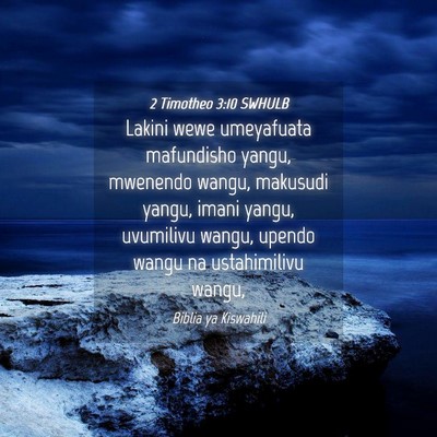 Picture 04 - 2 Timotheo 3:10 SWHULB - Lakini wewe umeyafuata mafundisho yangu, mwenendo - Bible Verse Picture