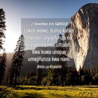 Picture 04 - 2 Timotheo 3:14 SWHULB - Lakini wewe, dumu katika mambo uliyojifunza na - Bible Verse Picture