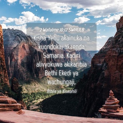 Picture 04 - 2 Wafalme 10:12 SWHULB - Kisha Yehu akainuka na kuondoka; akaenda Samaria. - Bible Verse Picture