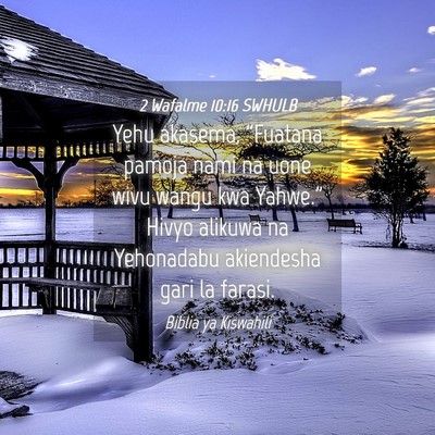 Picture 04 - 2 Wafalme 10:16 SWHULB - Yehu akasema, “Fuatana pamoja nami na uone wivu - Bible Verse Picture