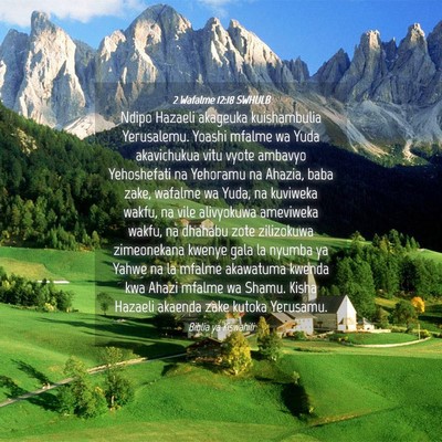 Picture 04 - 2 Wafalme 12:18 SWHULB - Ndipo Hazaeli akageuka kuishambulia Yerusalemu. - Bible Verse Picture