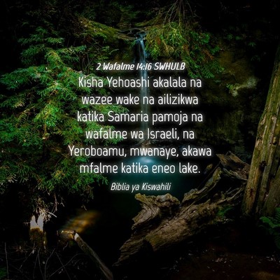 Picture 04 - 2 Wafalme 14:16 SWHULB - Kisha Yehoashi akalala na wazee wake na ailizikwa - Bible Verse Picture