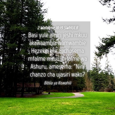 Picture 04 - 2 Wafalme 18:19 SWHULB - Basi yule amiri jeshi mkuu akawaambia wamwambie - Bible Verse Picture