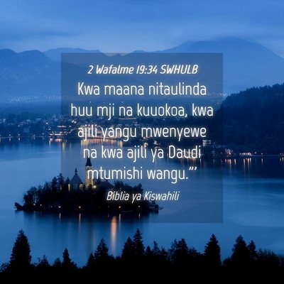 Picture 04 - 2 Wafalme 19:34 SWHULB - Kwa maana nitaulinda huu mji na kuuokoa, kwa - Bible Verse Picture
