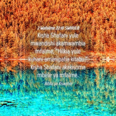 Picture 04 - 2 Wafalme 22:10 SWHULB - Kisha Shafani yule mwandishi akamwambia mfalme, - Bible Verse Picture