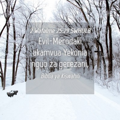Picture 04 - 2 Wafalme 25:29 SWHULB - Evil-Merodaki akamvua Yekonia nguo za - Bible Verse Picture