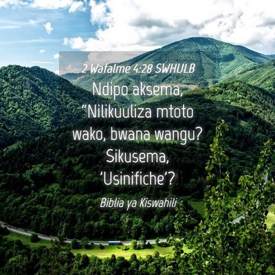 Picture 04 - 2 Wafalme 4:28 SWHULB - Ndipo aksema, “Nilikuuliza mtoto wako, bwana - Bible Verse Picture