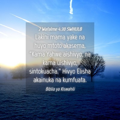 Picture 04 - 2 Wafalme 4:30 SWHULB - Lakini mama yake na huyo mtoto akasema, “Kama - Bible Verse Picture