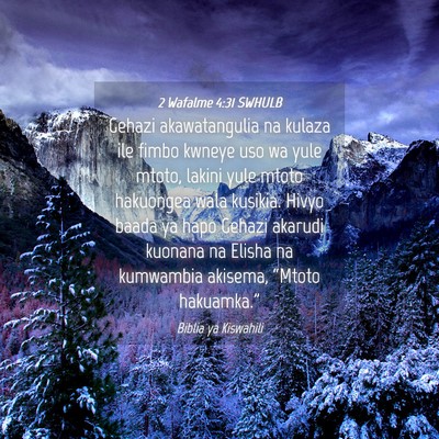 Picture 04 - 2 Wafalme 4:31 SWHULB - Gehazi akawatangulia na kulaza ile fimbo kwneye - Bible Verse Picture