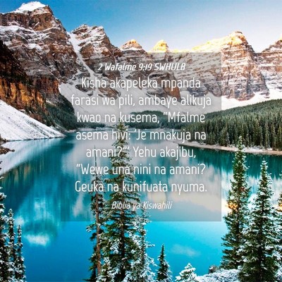Picture 04 - 2 Wafalme 9:19 SWHULB - Kisha akapeleka mpanda farasi wa pili, ambaye - Bible Verse Picture