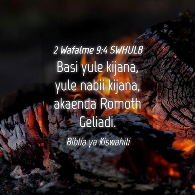 Picture 04 - 2 Wafalme 9:4 SWHULB - Basi yule kijana, yule nabii kijana, akaenda - Bible Verse Picture