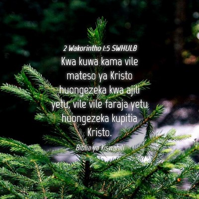 Picture 04 - 2 Wakorintho 1:5 SWHULB - Kwa kuwa kama vile mateso ya Kristo huongezeka - Bible Verse Picture