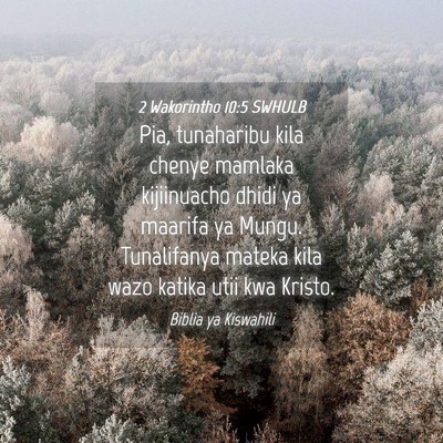 Picture 04 - 2 Wakorintho 10:5 SWHULB - Pia, tunaharibu kila chenye mamlaka kijiinuacho - Bible Verse Picture