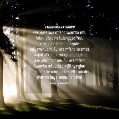 Picture 04 - 2 Wakorintho 11:4 SWHULB - Kwa kuwa kwa mfano kwamba mtu fulani akaja na - Bible Verse Picture
