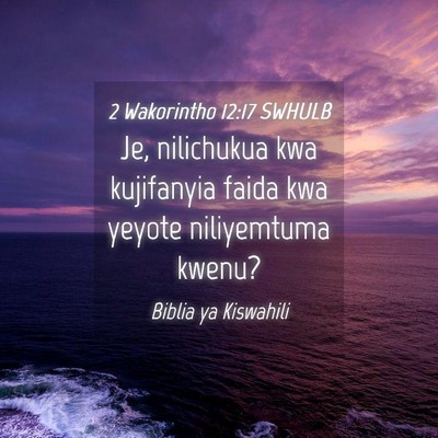 Picture 04 - 2 Wakorintho 12:17 SWHULB - Je, nilichukua kwa kujifanyia faida kwa yeyote - Bible Verse Picture