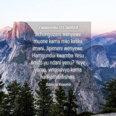 Picture 04 - 2 Wakorintho 13:5 SWHULB - Jichunguzeni wenyewe muone kama mko katika imani. - Bible Verse Picture