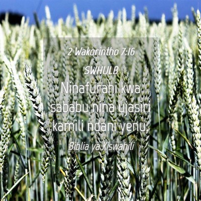 Picture 04 - 2 Wakorintho 7:16 SWHULB - Ninafurahi kwa sababu nina ujasiri kamili ndani - Bible Verse Picture