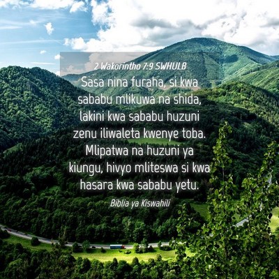 Picture 04 - 2 Wakorintho 7:9 SWHULB - Sasa nina furaha, si kwa sababu mlikuwa na shida, - Bible Verse Picture