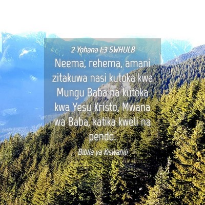 Picture 04 - 2 Yohana 1:3 SWHULB - Neema, rehema, amani zitakuwa nasi kutoka kwa - Bible Verse Picture
