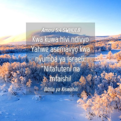 Picture 04 - Amosi 5:4 SWHULB - Kwa kuwa hivi ndivyo Yahwe asemavyo kwa nyumba ya - Bible Verse Picture