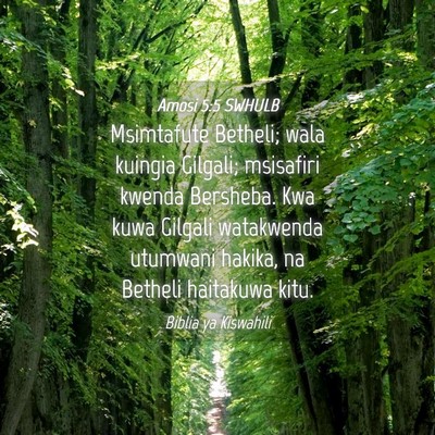 Picture 04 - Amosi 5:5 SWHULB - Msimtafute Betheli; wala kuingia Gilgali; - Bible Verse Picture