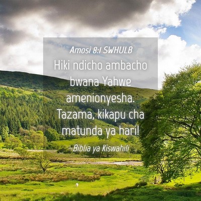 Picture 04 - Amosi 8:1 SWHULB - Hiki ndicho ambacho bwana Yahwe amenionyesha. - Bible Verse Picture