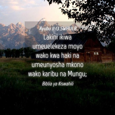 Picture 04 - Ayubu 11:13 SWHULB - Lakini ikiwa umeuelekeza moyo wako kwa haki na - Bible Verse Picture