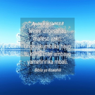Picture 04 - Ayubu 11:16 SWHULB - Wewe ungesahau mateso yako; ungeyakumbuka hayo tu - Bible Verse Picture