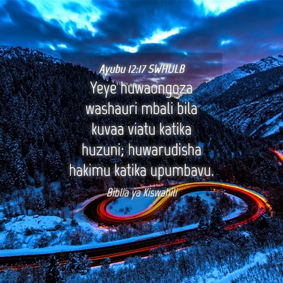 Picture 04 - Ayubu 12:17 SWHULB - Yeye huwaongoza washauri mbali bila kuvaa viatu - Bible Verse Picture