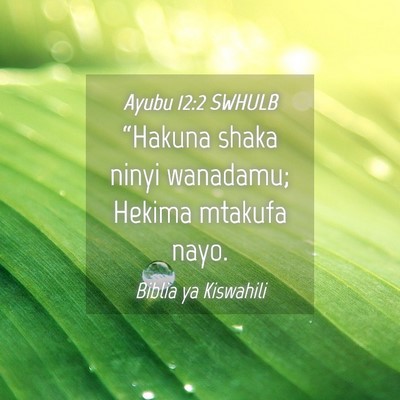 Picture 04 - Ayubu 12:2 SWHULB - “Hakuna shaka ninyi wanadamu; Hekima mtakufa - Bible Verse Picture