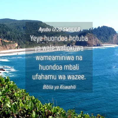 Picture 04 - Ayubu 12:20 SWHULB - Yeye huondoa hotuba ya wale waliokuwa wameaminiwa - Bible Verse Picture